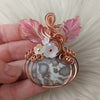 White Agate Pumpkin Pendant In Copper