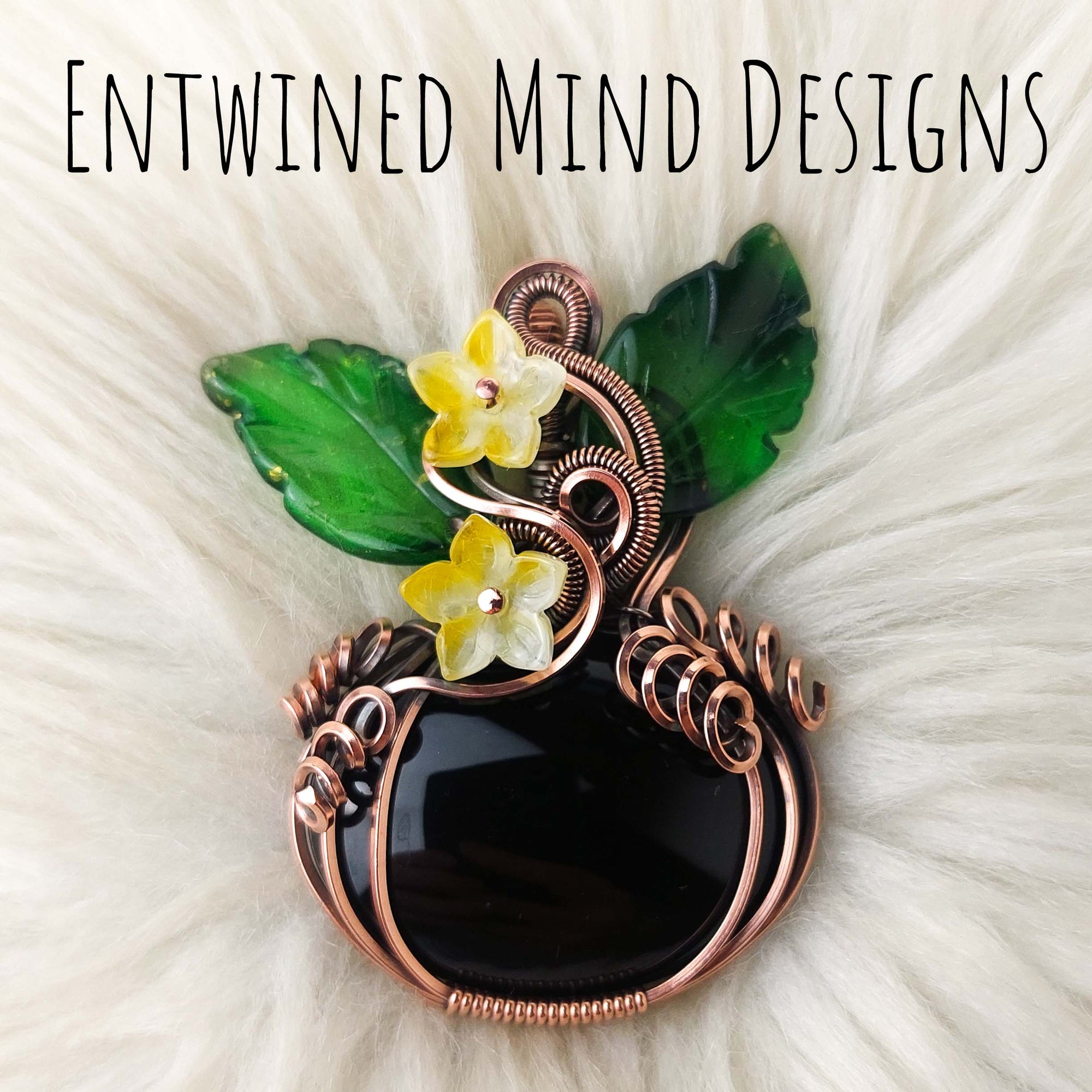 Black Onyx Pumpkin Pendant In Copper