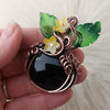 Black Onyx Pumpkin Pendant In Copper