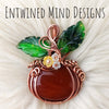 Carnelian Agate Pumpkin Pendant In Copper