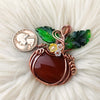 Carnelian Agate Pumpkin Pendant In Copper