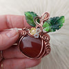 Carnelian Agate Pumpkin Pendant In Copper