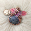 Purple Moss Agate Pumpkin Pendant In Copper