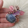 Purple Moss Agate Pumpkin Pendant In Copper