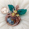 Red Marcasite Pumpkin Pendant In Copper