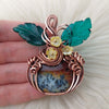 Red Marcasite Pumpkin Pendant In Copper