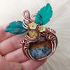 Red Marcasite Pumpkin Pendant In Copper