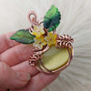 Glass Cats Eye Pumpkin Pendant In Copper