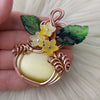 Glass Cats Eye Pumpkin Pendant In Copper