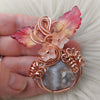 White Agate Pumpkin Pendant In Copper