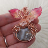 White Agate Pumpkin Pendant In Copper