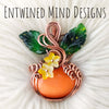 Glass Cats Eye Pumpkin Pendant In Copper