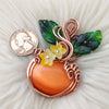 Glass Cats Eye Pumpkin Pendant In Copper