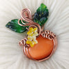 Glass Cats Eye Pumpkin Pendant In Copper