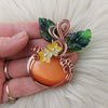 Glass Cats Eye Pumpkin Pendant In Copper