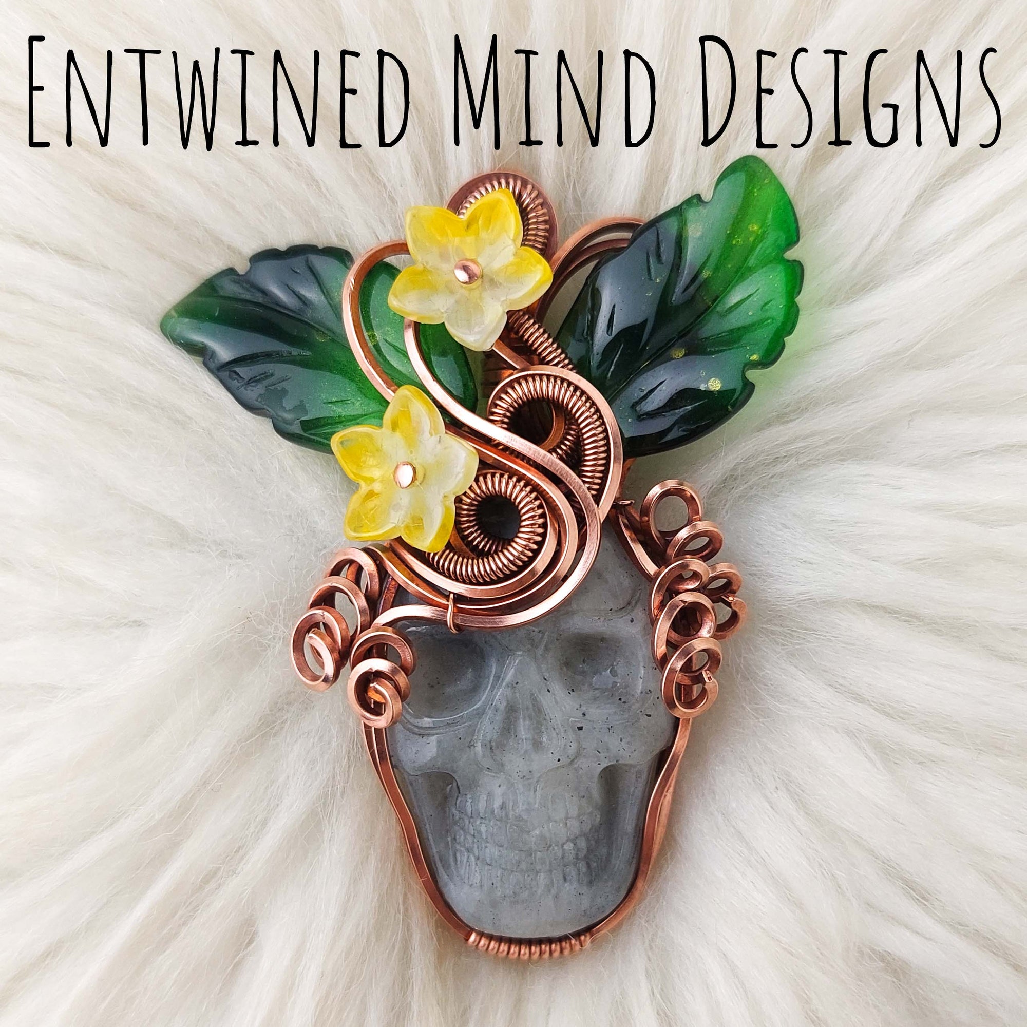 Quartz Skull Pumpkin Pendant In Copper