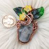 Quartz Skull Pumpkin Pendant In Copper