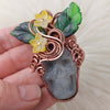 Quartz Skull Pumpkin Pendant In Copper