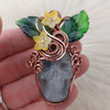 Quartz Skull Pumpkin Pendant In Copper