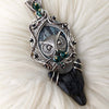 Agate Wolf And Owl Pendant In Sterling Silver