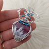 Red Aurora Plume Agate Doublet And Sterling silver Heart Pendant
