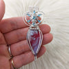 Red Aurora Plume Agate Doublet And Sterling silver Heart Pendant