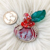 Red Aurora Plume Agate Doublet And Sterling silver Pumpkin Pendant