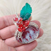 Red Aurora Plume Agate Doublet And Sterling silver Pumpkin Pendant