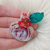 Red Aurora Plume Agate Doublet And Sterling silver Pumpkin Pendant