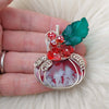 Red Aurora Plume Agate Doublet And Sterling silver Pumpkin Pendant