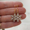 14k gold plated and Enameled Snowflake Earrings