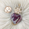 Red Aurora Plume Agate Doublet And Sterling Silver And 14k Goldfilled Heart Pendant