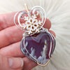 Red Aurora Plume Agate Doublet And Sterling Silver And 14k Goldfilled Heart Pendant