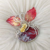 Red Aurora Plume Agate Doublet And Sterling silver Pumpkin Pendant