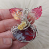 Red Aurora Plume Agate Doublet And Sterling silver Pumpkin Pendant