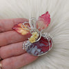 Red Aurora Plume Agate Doublet And Sterling silver Pumpkin Pendant