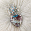Red Aurora Plume Agate Doublet And Sterling silver Heart Pendant