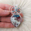 Red Aurora Plume Agate Doublet And Sterling silver Heart Pendant