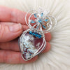 Red Aurora Plume Agate Doublet And Sterling silver Heart Pendant