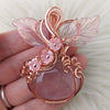 Rose Quartz Pumpkin Pendant In Copper