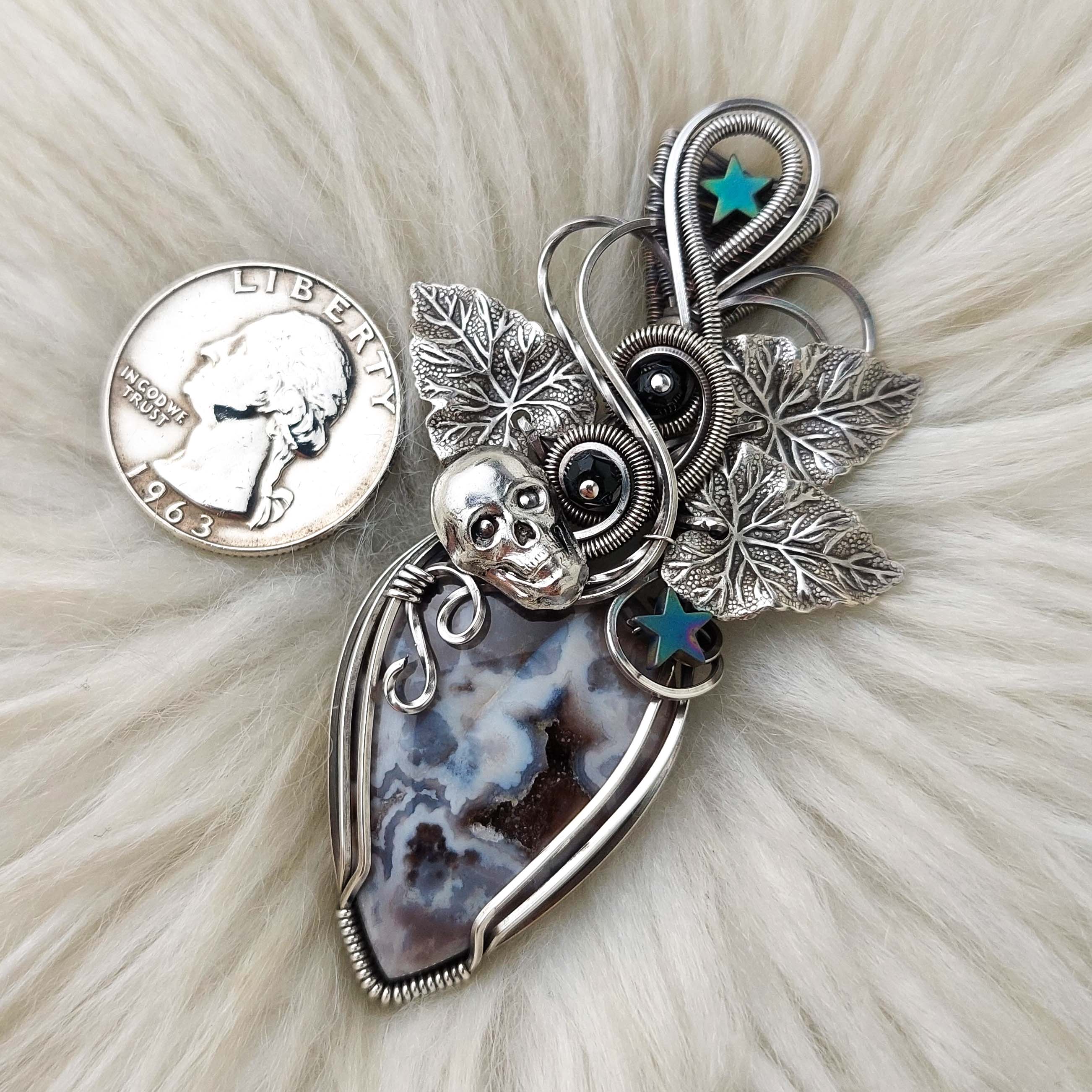 Black And White Crazy Lace Agate Pendant In Sterling Silver
