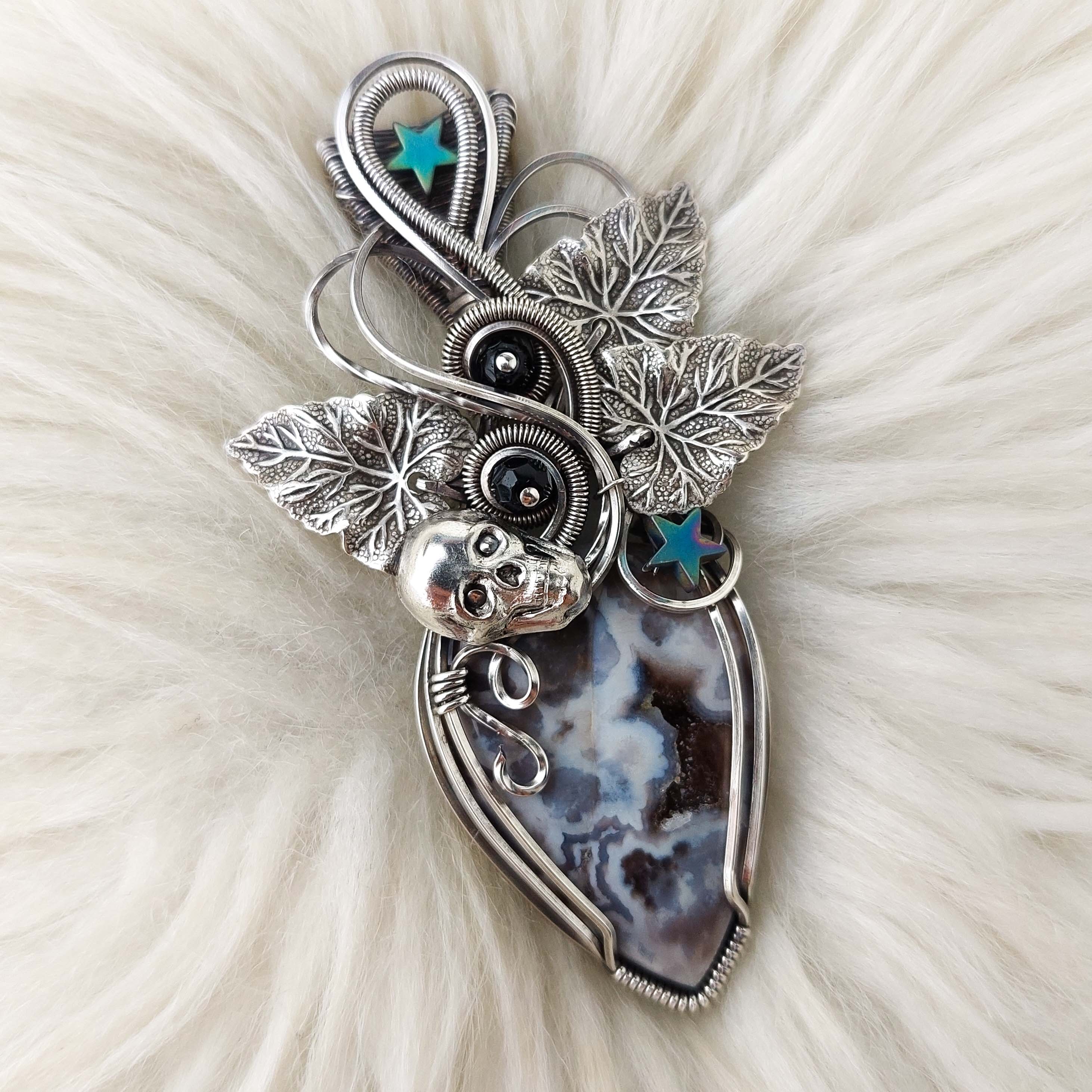 Black And White Crazy Lace Agate Pendant In Sterling Silver