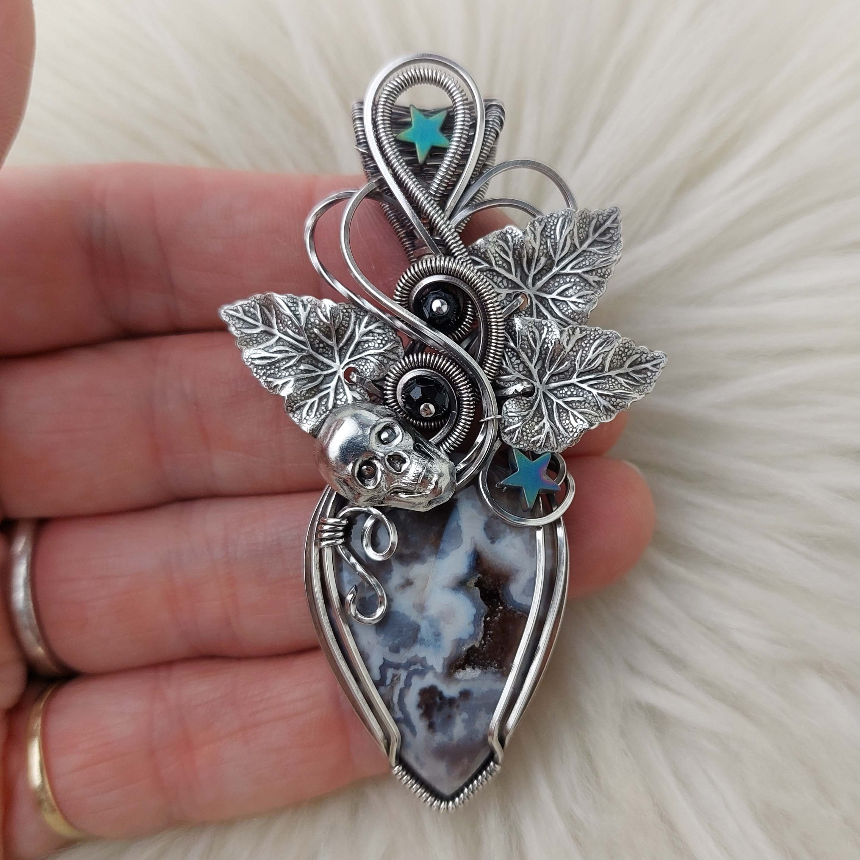 Black And White Crazy Lace Agate Pendant In Sterling Silver