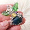 Andamooka matrix Opal Sterling silver Pumpkin Pendant