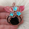 Black Onyx Pumpkin Pendant In Copper