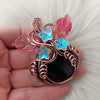 Black Onyx Pumpkin Pendant In Copper