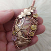 Bird With Flowers Laguna Lace Agate Statement Pendant