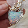 Artisan Cut Synthetic Opal, Sterling Silver And 14k Goldfilled Heart Pendant