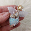 Artisan Cut Synthetic Opal, Sterling Silver And 14k Goldfilled Heart Pendant
