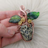 Dalmatian Jasper Skull Pumpkin Pendant In Copper